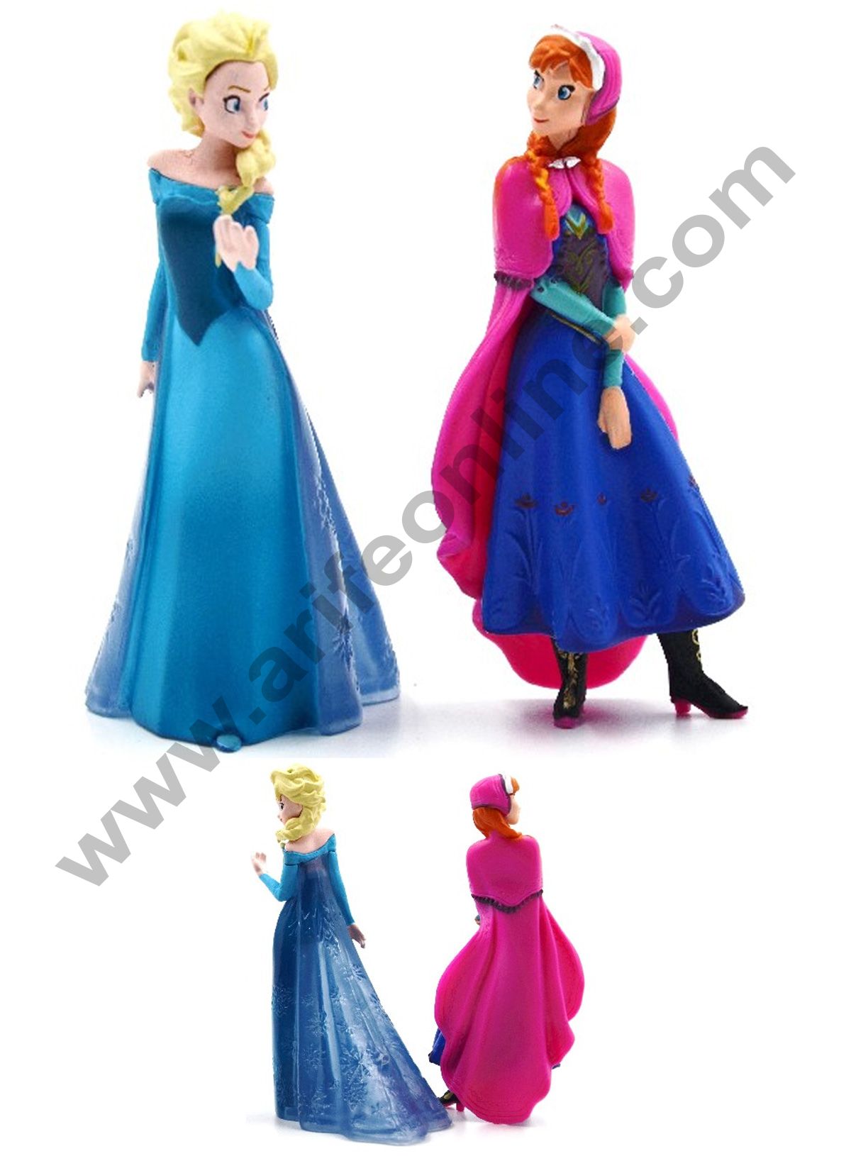 Cake Decor Toys 2 Pcs Set Elsa Anna Princess Frozen Toys Plastic Action Figures Toys