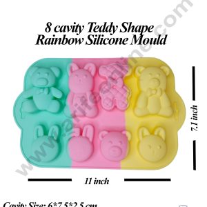 CAKE DECORβ’ 8 cavity Teddy Shape Dessert Cake Rainbow Silicone Mould (SBG147)