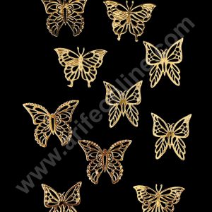 CAKE DECORβ’ 10 Pc Golden Butterfly Paper Topper For Cake And Cupcake Decoration