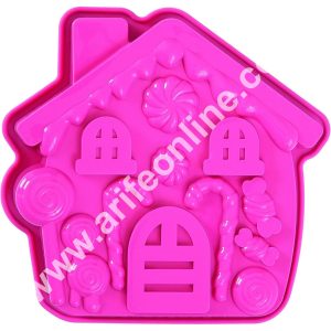 CAKE DECOR™ 1 cavity Gingerbread House Silicone Mould Tray, Christmas Baking Silicone Molds for Chocolate Candy Fondant Gingerbread House