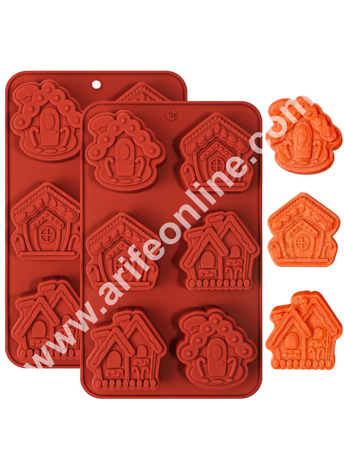 CAKE DECOR™ 6 Cavity 3D Gingerbread Houses Silicone Christmas Village | Gingerbread House Mold for Cake Decoration, Cupcake, Soap, Pudding ( LBM1539 )