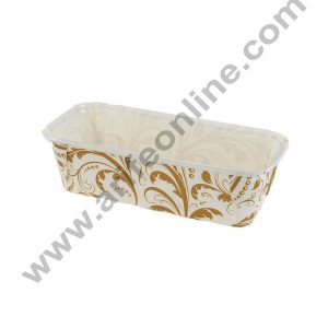 Novacart Bake & Serve Paper Baking Mould By Cake Decor - White Golden Desgin Plum Cake Mold 10 Pcs