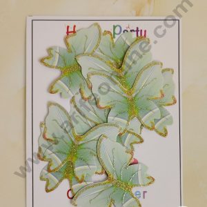 CAKE DECORβ’ 10 pc Green Glitter Colour Butterfly Paper Topper For Cake And Cupcake Decoration