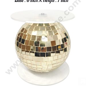 CAKE DECOR™ Golden Disco Ball Cake Spacer For Cake and Cupcake Decoration - B: 6 inch X H: 6 inch