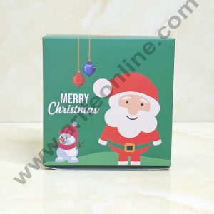 CAKE DECOR™ Fancy Small Merry Christmas Print Box Gift Box | Pastry Box | Candy Box | Cookies Box | Sweet Treats Box - Green (10 Pcs Pack) (SBBX-XMAS-11)