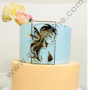 CAKE DECOR™ Golden Acrylic Long Hair Women Face Cutout With Butterfly Cake Topper Cake Decoration Dessert Decoration  ( SBMT-1228 )