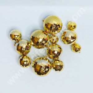 CAKE DECOR™ Plastic Gold Faux Disco Balls Topper For Cake Decoration - (12 pcs Pack)