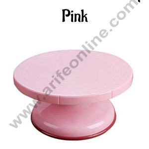 26 CM Round Rotating Revolving Cake Turntable Decorating Stand Platform (10.5 inch) Pink - Cake Decor