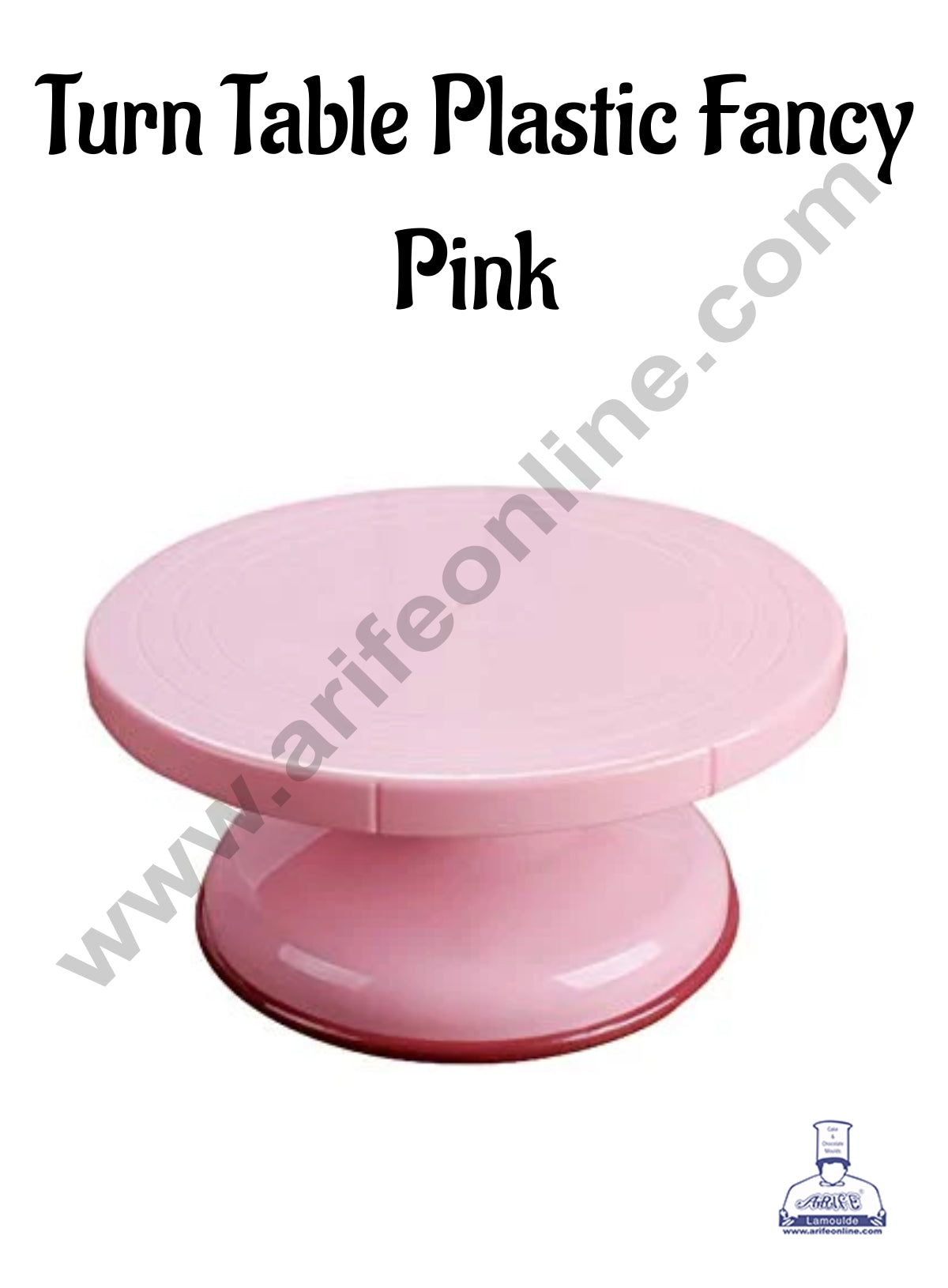26 CM Round Rotating Revolving Cake Turntable Decorating Stand Platform (10.5 inch) Pink - Cake Decor