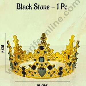 CAKE DECORβ’ Golden Plastic Crown With Black Stone Topper For Cake And Cupcake Decorations - Gold