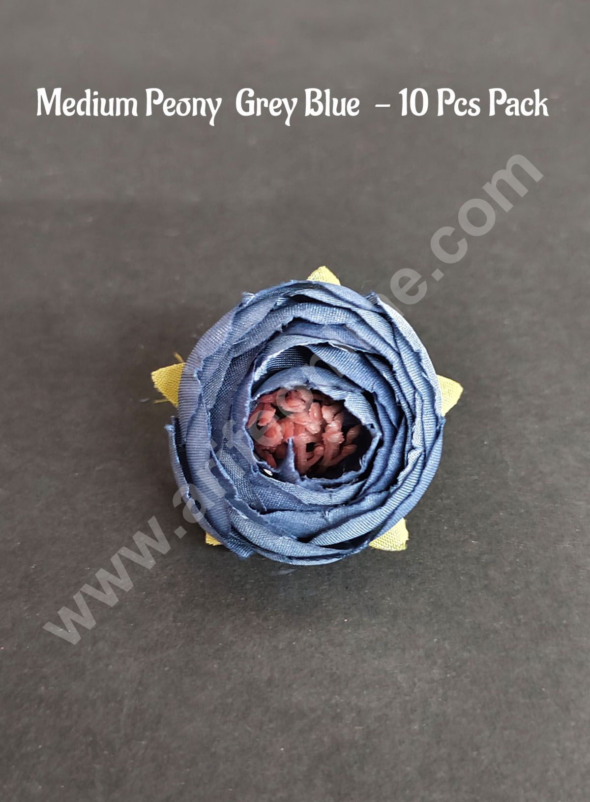 CAKE DECOR™ Medium Peony Artificial Flower For Cake Decoration – Grey Blue ( 10 Pcs Pack )