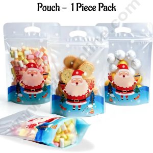 CAKE DECOR™ Transparent Christmas Design Zip Lock Pouch - 1 Piece Pack - 15.5x22.5x3.5 cm (SBCHP-100-15B)