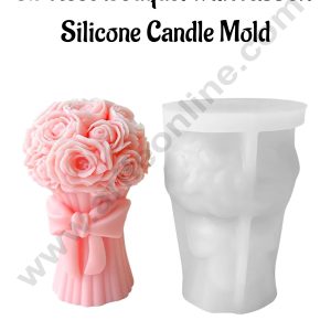 CAKE DECOR™ 3D Rose Bouquet with Ribbon Silicone Candle Mold │SB-SCM-DYF7692│