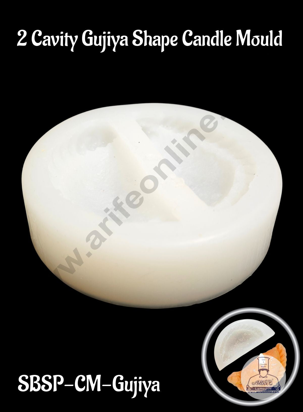 2 cavity Gujiya Shape Silicon Candle Mould - 1 Piece (SBSP-CM-Gujiya) - CAKE DECORβ’