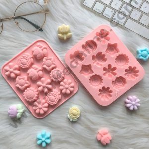 12 Cavity Different Flower Shape Design Mould Chocolate Silicon Mould - CAKE DECOR™