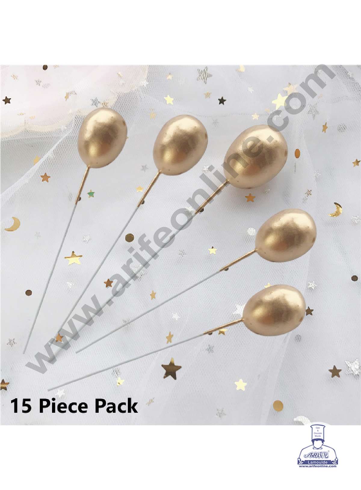 CAKE DECORβ’ Gold Balloon Faux Balls Topper For Cake and Cupcake Decoration - ( 15 pcs Pack )