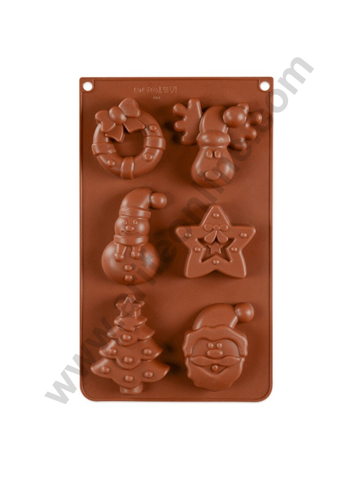 Cake Decor 6 Cavity 3D Christmas Tree, Star, Snowman, Elk, Santa Clause, Decor Ring, Silicon Moulds Muffin Mould ( LBM1165 )