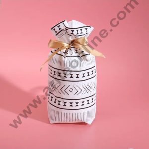 Cake Decor ™ Big White Color Christmas Theme Cookie pouch Plastic Drawstring Bag Treat With Ribbon | Design - 03  | Pack of 10 | (23cm X 15cm)