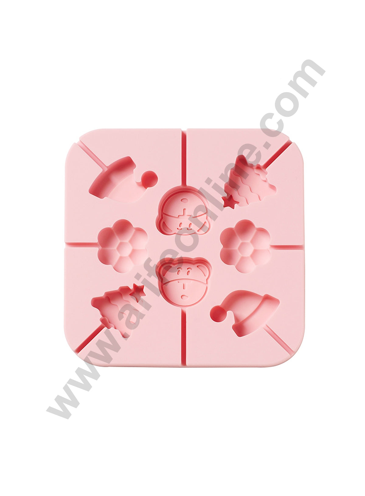 Cake Decor 8 Cavity Silicone Christmas Tree Cap Flower Cartoon Silicon Candy Moulds ( LBM3396 )