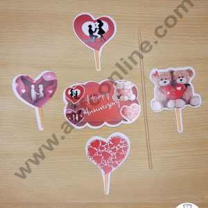 Cake Decor 5 pcs Happy Anniversary Theme Paper Topper For Cake And Cupcake
