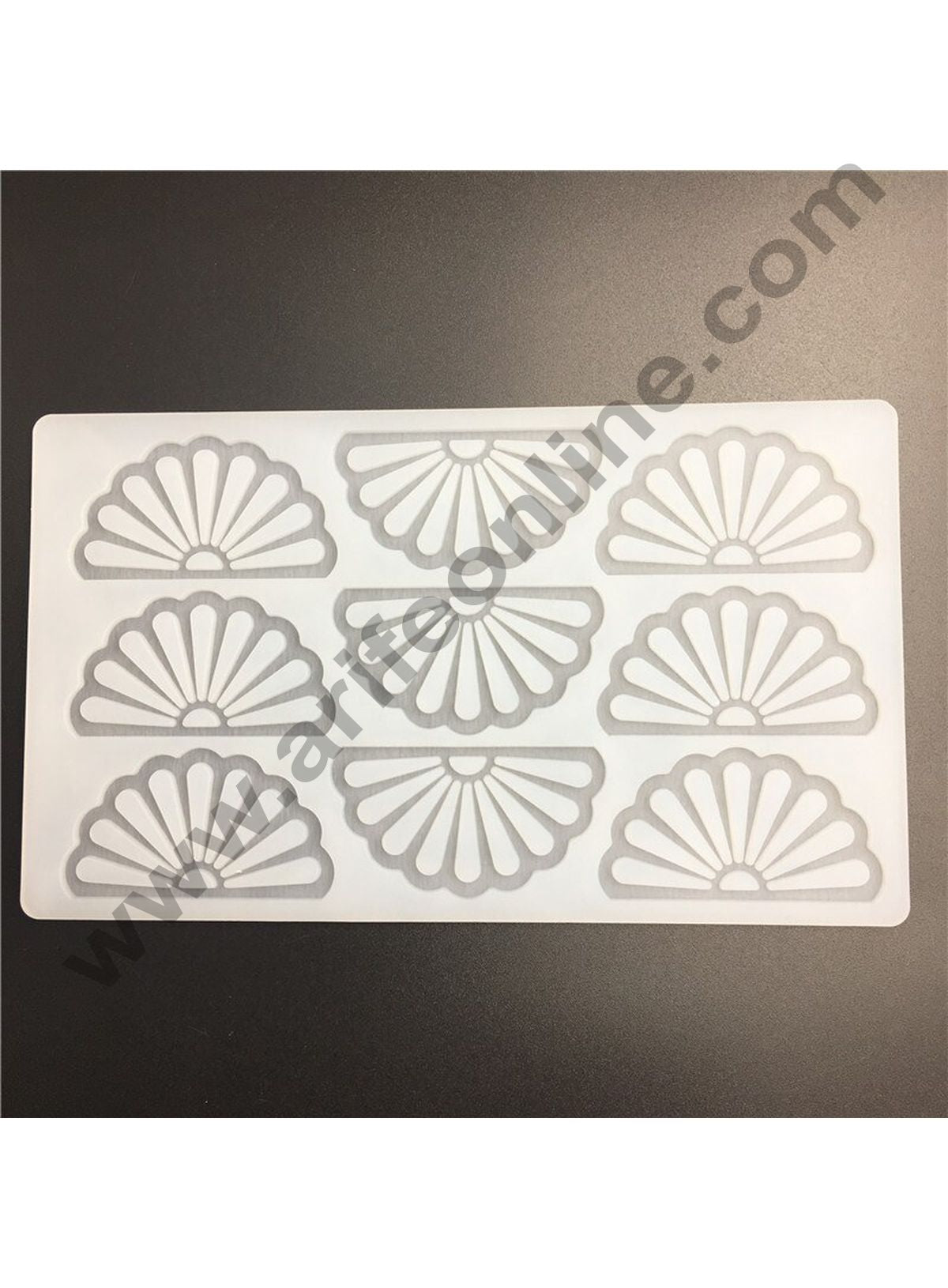 Cake Decor Silicon 9 in 1 Fan Shape Chocolate Garnishing Mould Cake Insert Decoration Mould