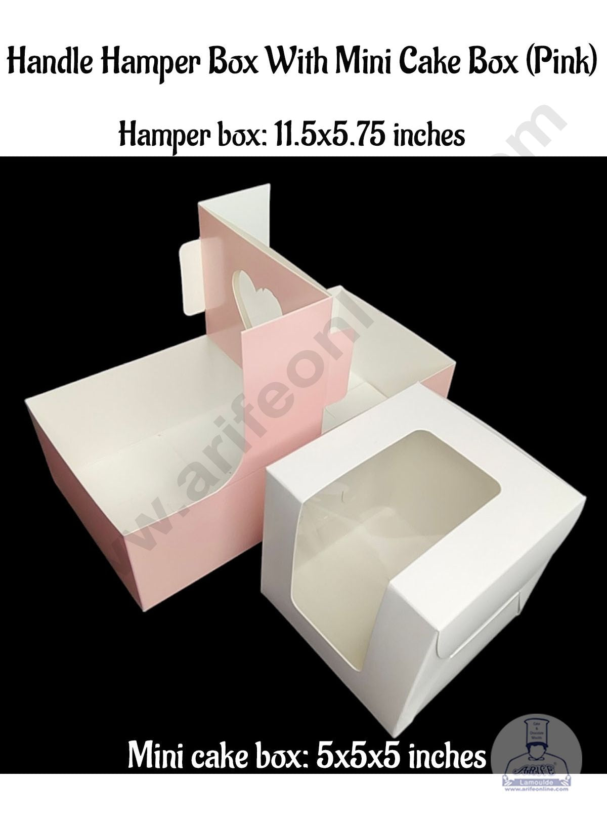 CAKE DECORβ’ Handle Hamper Box With Mini Cake Box (Pink) | Gift Box | Gift Bag With Handle (1 Pcs Pack)