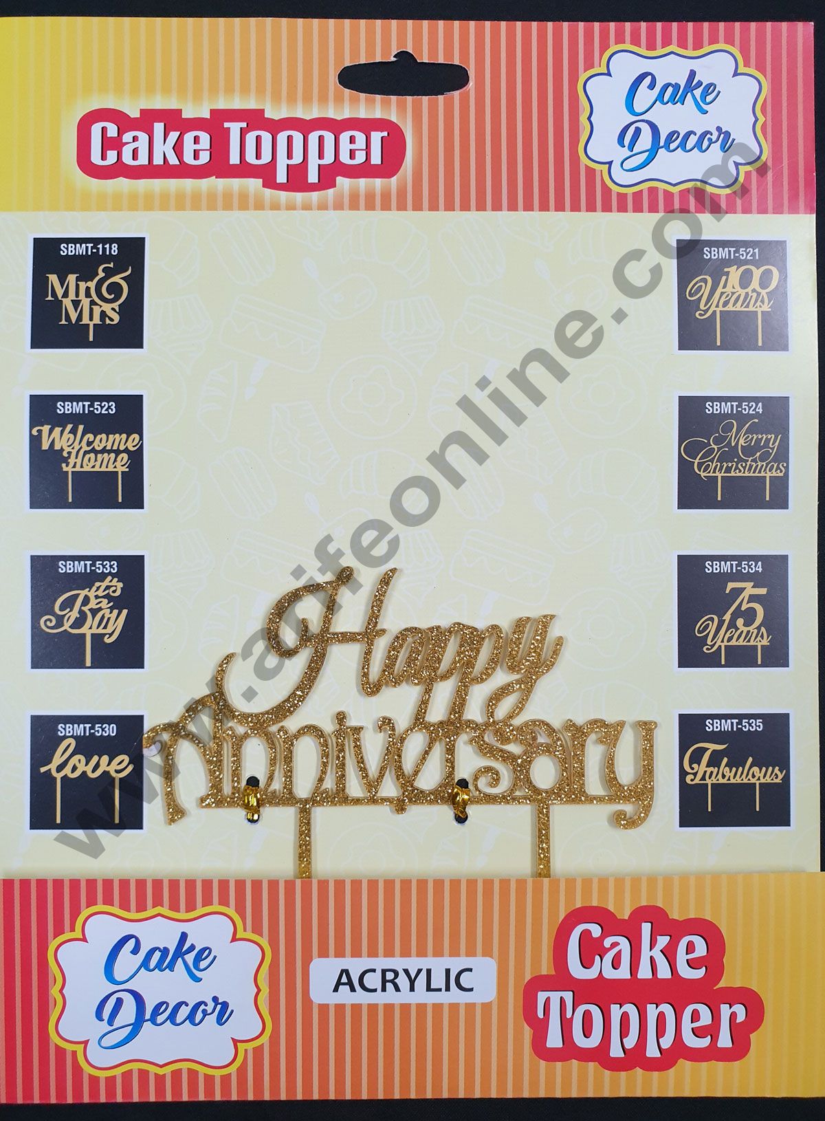 Cake Decor Mirror Finishing Acrylic Cake Topper Happy Anniversary