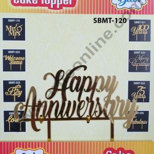 Cake Decor Mirror Finishing Acrylic Cake Topper Happy Anniversary