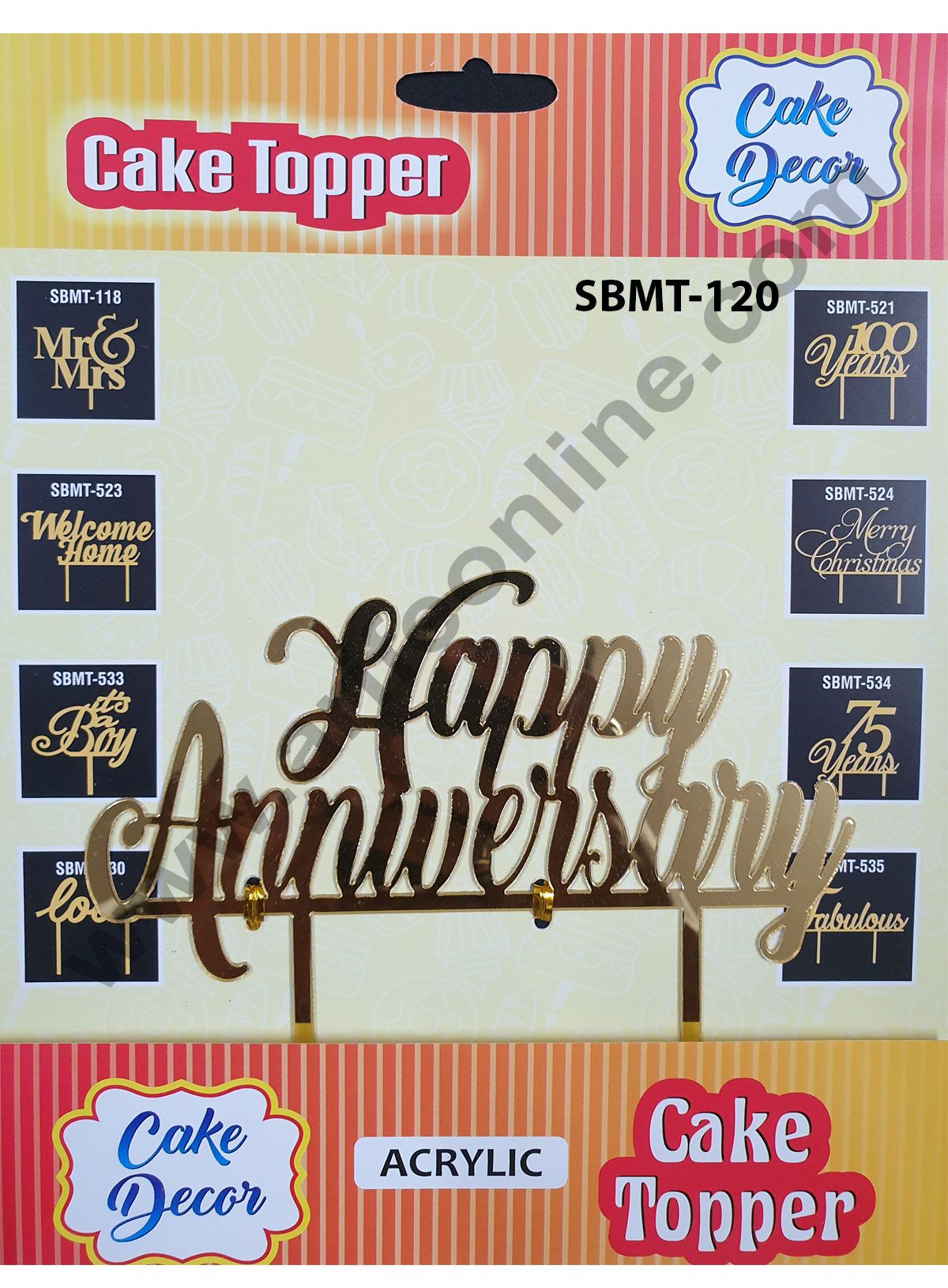 Cake Decor Mirror Finishing Acrylic Cake Topper Happy Anniversary