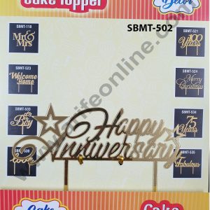 Cake Decor Mirror Finishing Acrylic Cake Topper Happy Anniversary