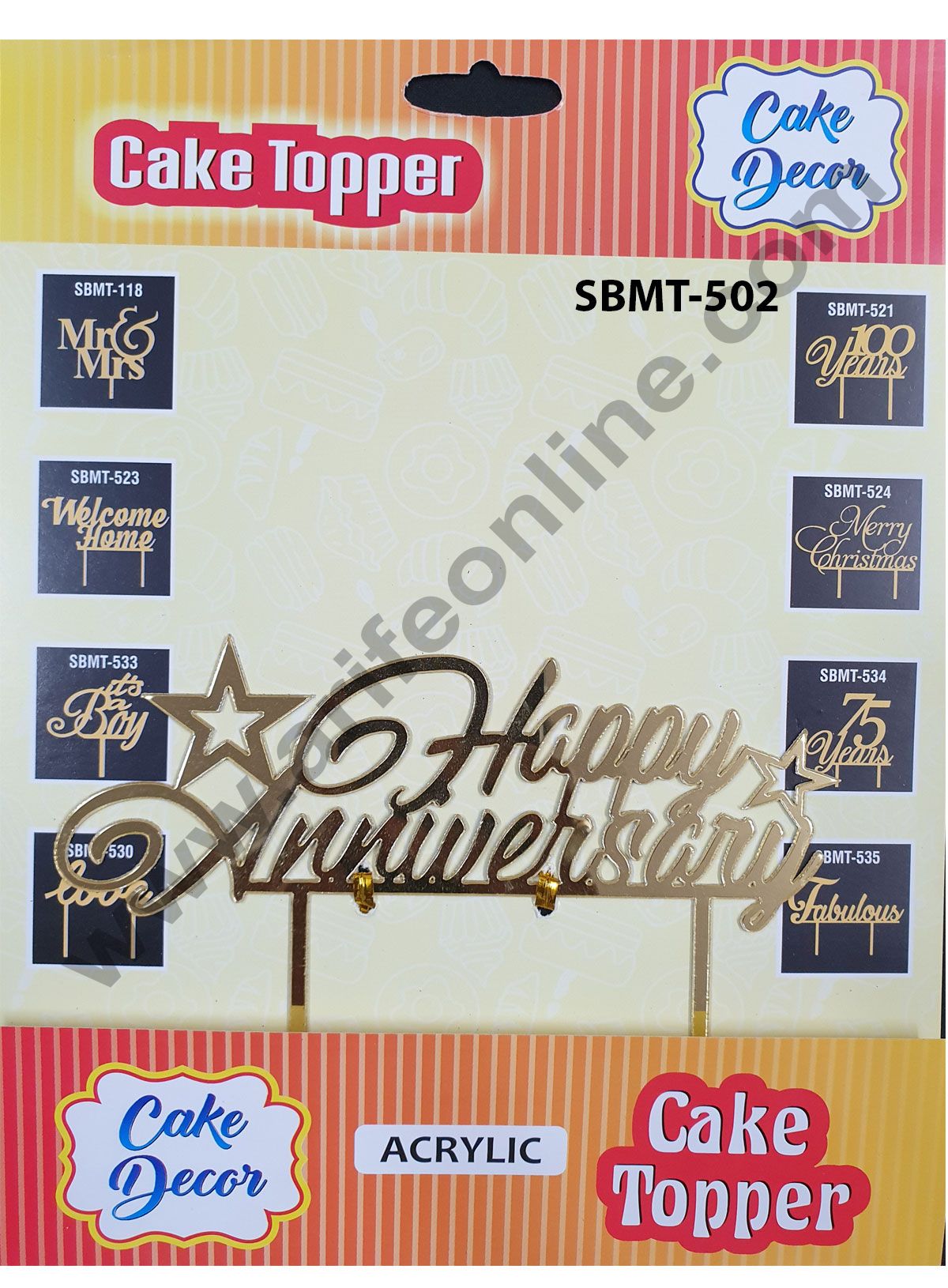 Cake Decor Mirror Finishing Acrylic Cake Topper Happy Anniversary