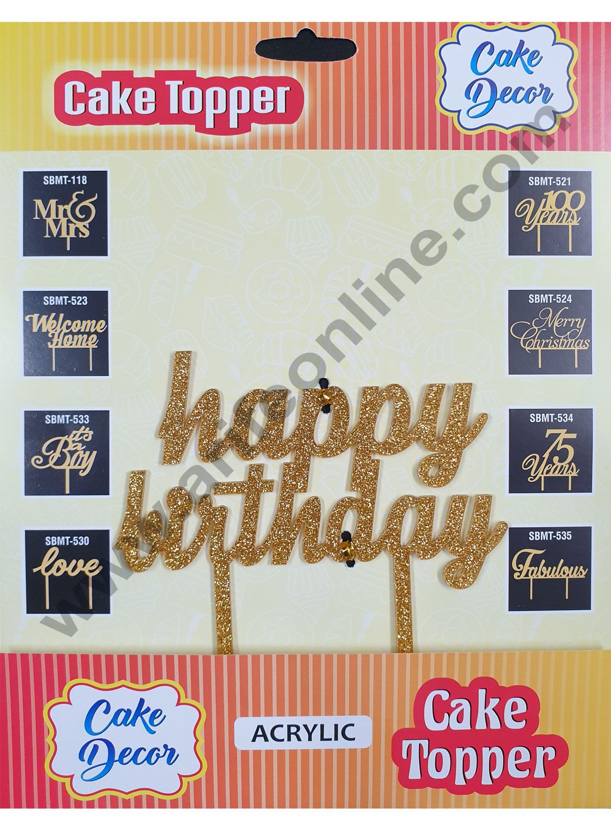 Cake Decor Mirror Finishing Acrylic Cake Topper Happy Birthday