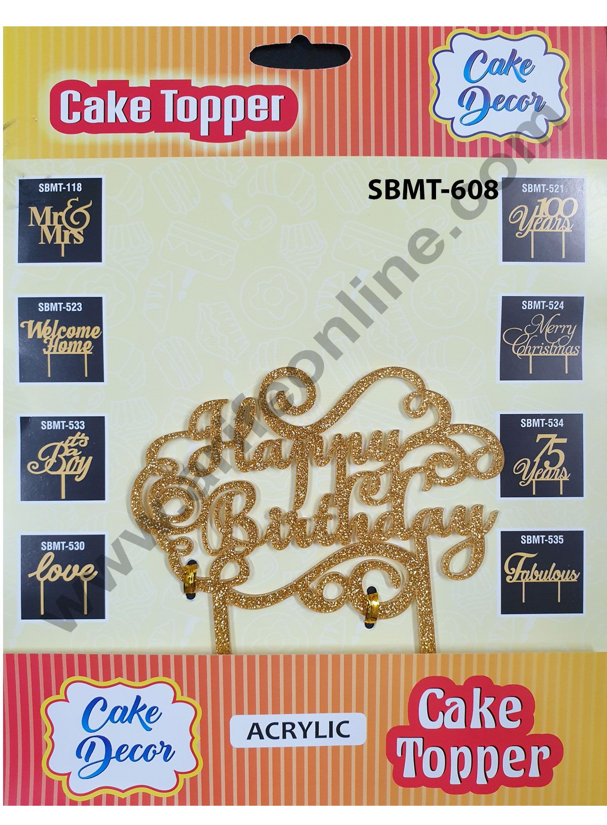 Cake Decor Mirror Finishing Acrylic Cake Topper Happy Birthday