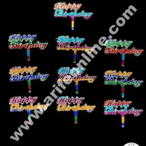 Cake Decor Multi Color Happy Birthday Cake Tag Cake Topper (Pack of 10 Pcs)