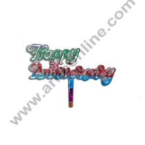 Cake Decor Multi Color Happy Anniversary Cake Tag Cake Topper (Pack of 10 Pcs)
