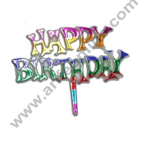 Cake Decor Multi Color Happy Birthday Cake Tag Cake Topper (Pack of 10 Pcs)