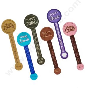 CAKE DECOR™  Happy Diwali Hand Made With Love Long Stickers Tamper Proof Label For Jars, Hamper, Cookies, Cake Box - 1 Pack Contain 2 Sheets  (Total 12 Pack)