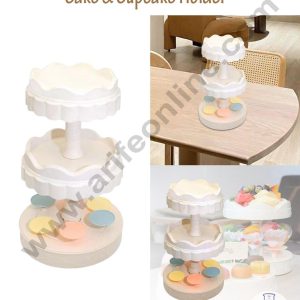 CAKE DECOR™ 3 Layer Rotating Cup Cake And Mini Cake Stand