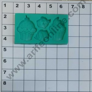 Cake Decor Silicon 4 Cavity Cup Cake Design Fondant Clay Marzipan Cake Decoration Mould