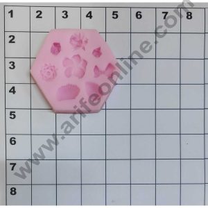 Cake Decor Silicon 8 Cavity Bow Shell Gem Flower Shaped Fondant Mould