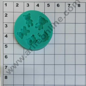 Cake Decor 5 Cavity Silicon Teddy Bear Shape Fondant Clay Marzipan Cake Decoration Mould