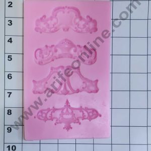 Cake Decor Silicon 4 Cavity Sculpted Vintage Frame Lace Silicone Fondant Mould Marzipan Mould