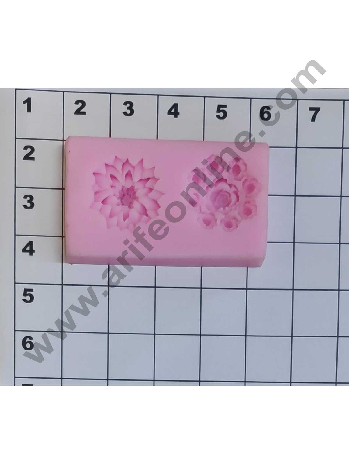 Cake Decor Silicon 2 Cavity Rose And Flower Bouquet Silicone Fondant Mould Marzipan Mould
