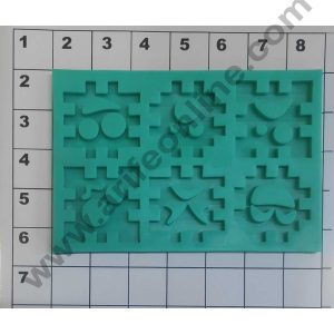 Cake Decor Silicone 6 Cavity Puzzle Patten Fondant Mold Cake Decorating Mould