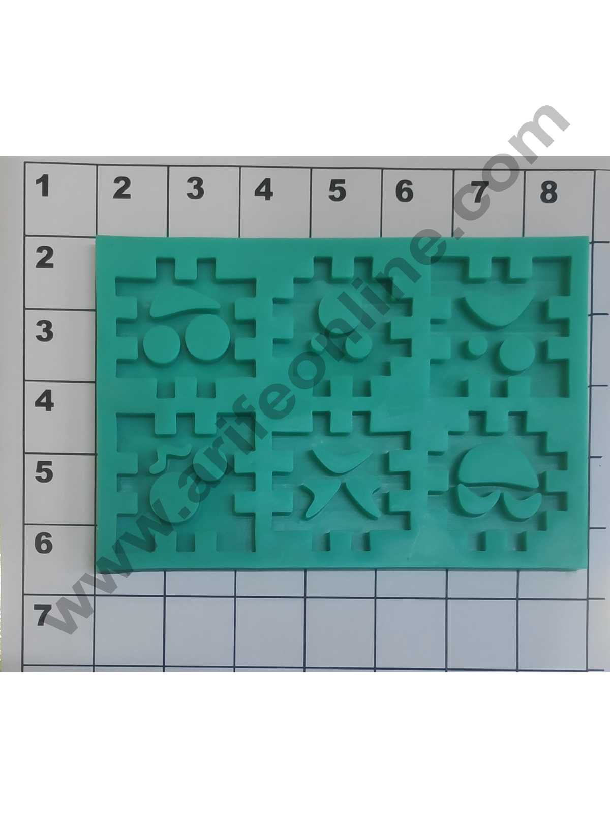 Cake Decor Silicone 6 Cavity Puzzle Patten Fondant Mold Cake Decorating Mould