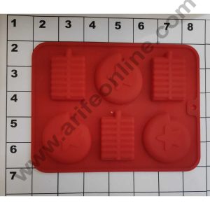 Cake Decor 6 Cavity Mix Lid Bomb Zameen Chakkari Shape Mold Silicone Chocolate Mould