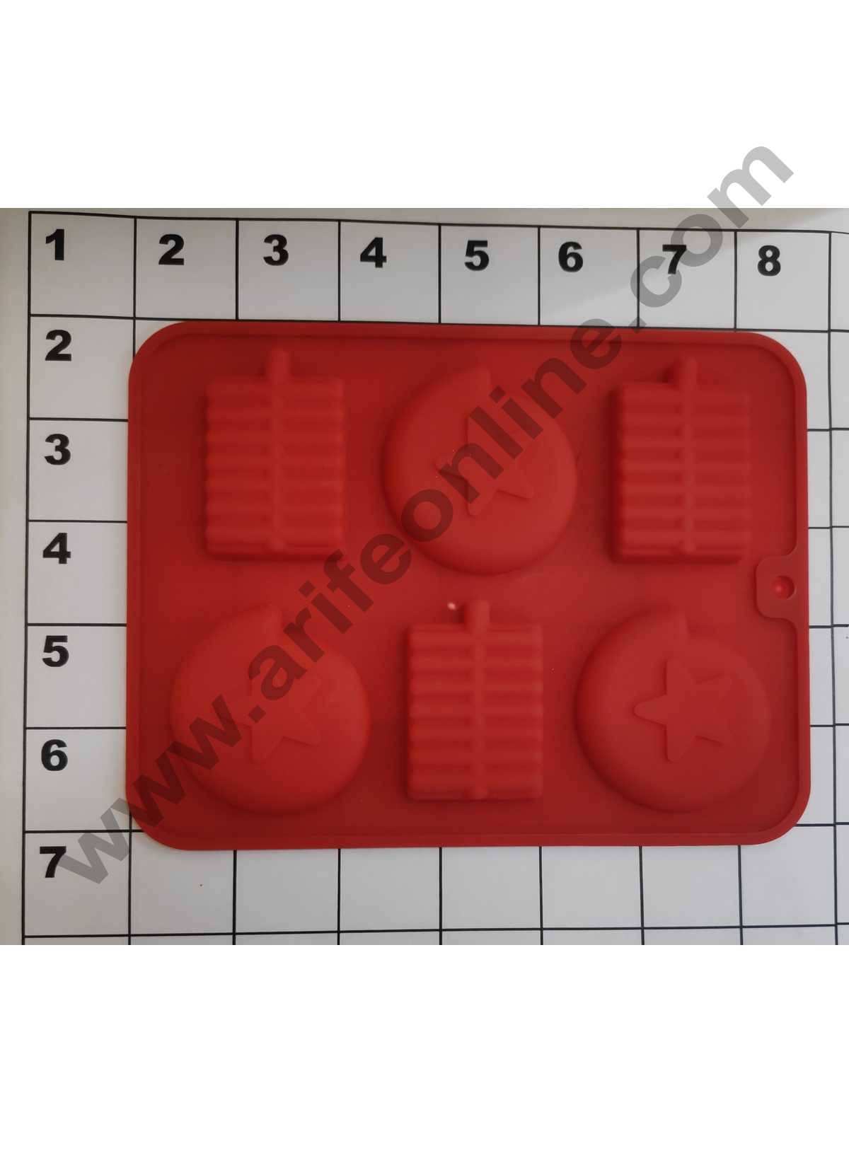 Cake Decor 6 Cavity Mix Lid Bomb Zameen Chakkari Shape Mold Silicone Chocolate Mould
