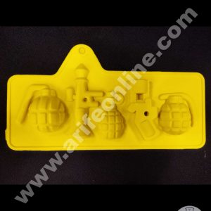 Cake Decor 5 Cavity Grenade Bomb Riffle Silicone Mould