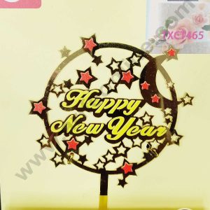 Cake Decor Mirror Printed Acrylic Cake Topper Happy New Year Cake Cupcake Topper