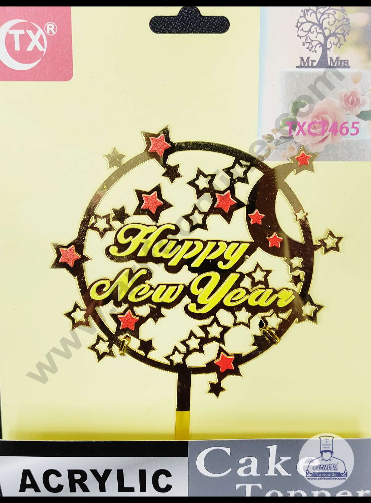 Cake Decor Mirror Printed Acrylic Cake Topper Happy New Year Cake Cupcake Topper